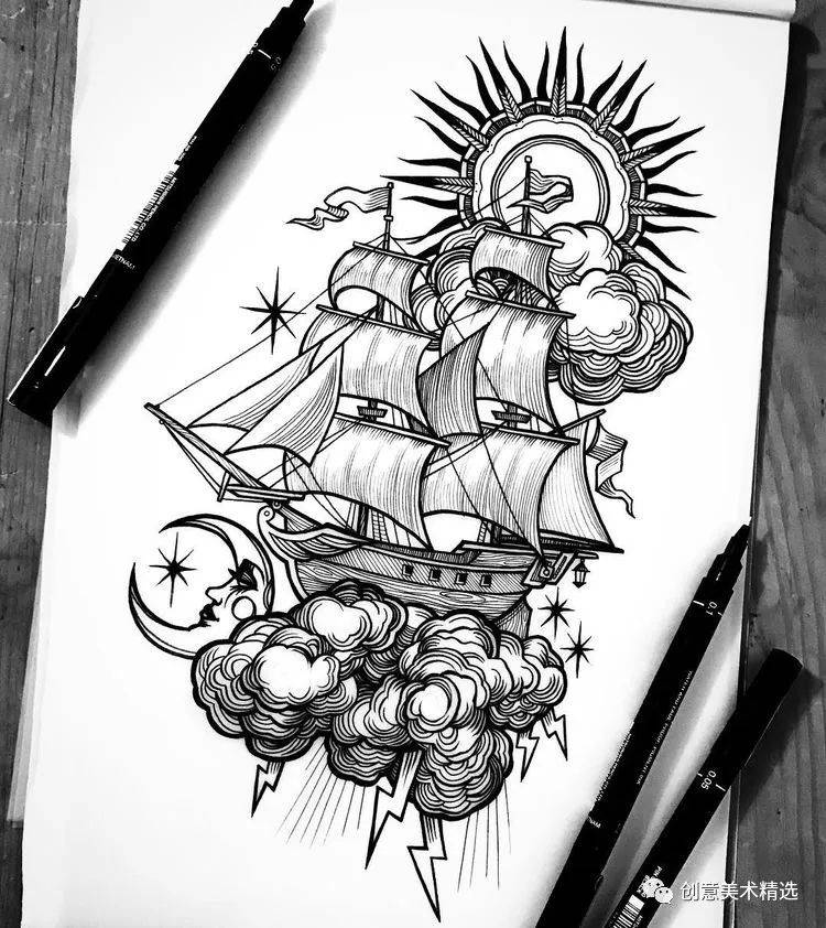 线描的表现力富于装饰感的写实线描作品