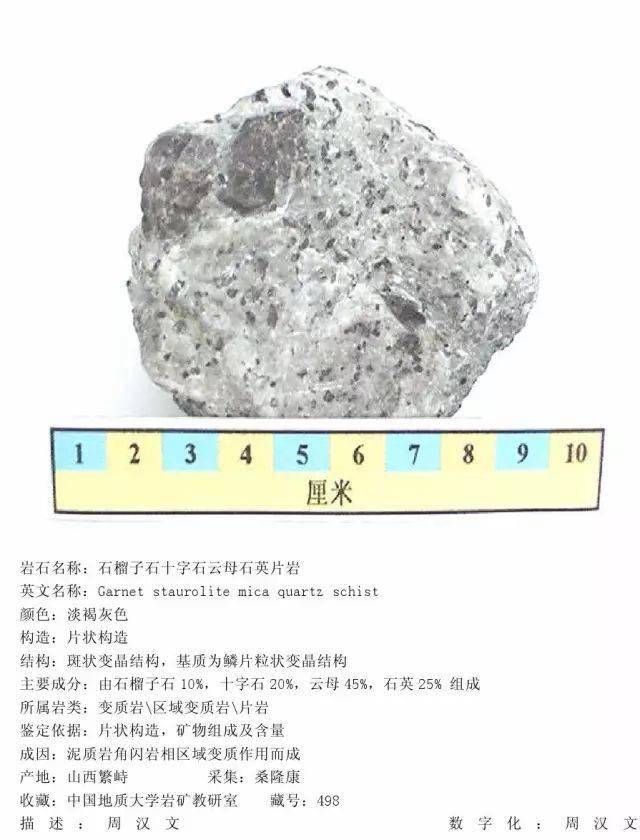 石榴子石十字石云母石英片岩