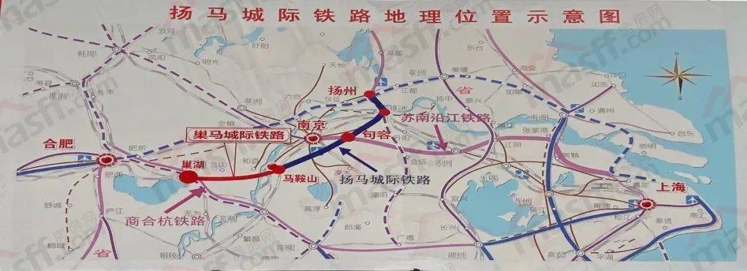 未来的马鞍山南站,向西经巢马城际铁路对接商合杭铁路,全面接入国家