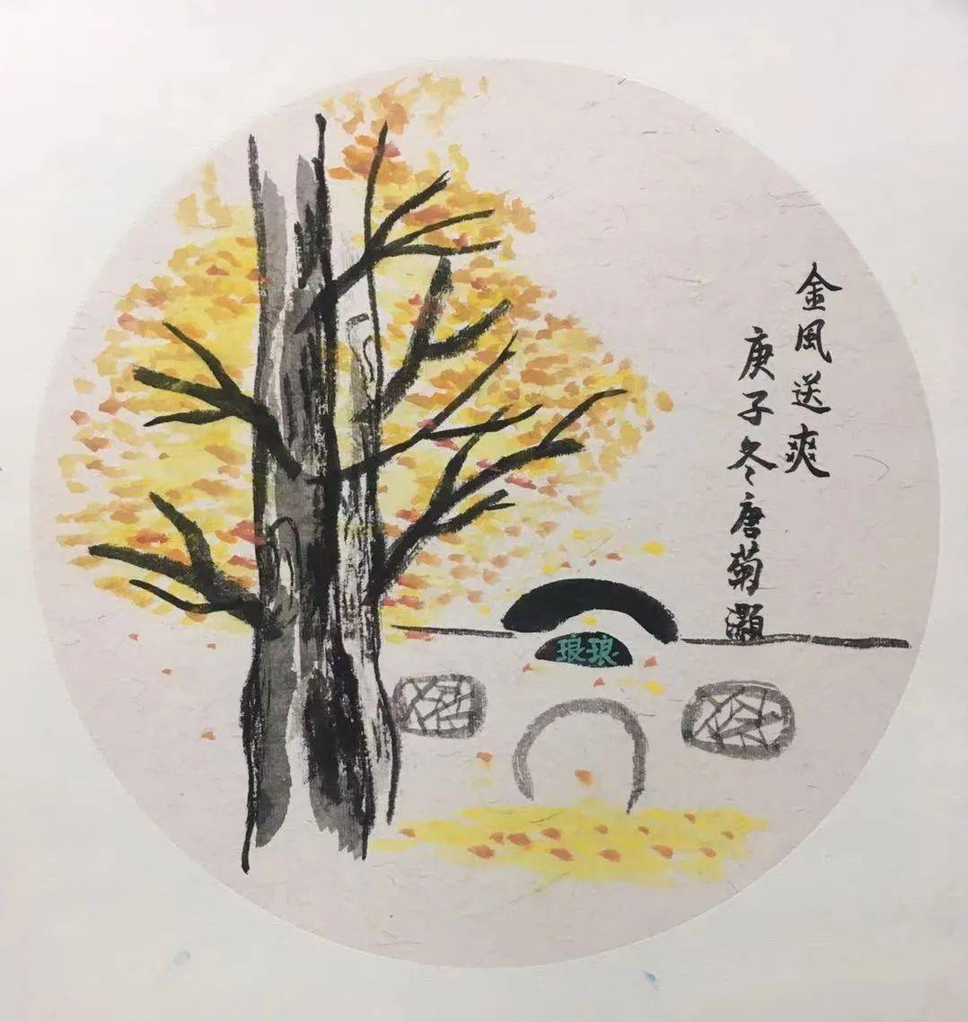 石梅银杏节美术一树灿烂满地金黄