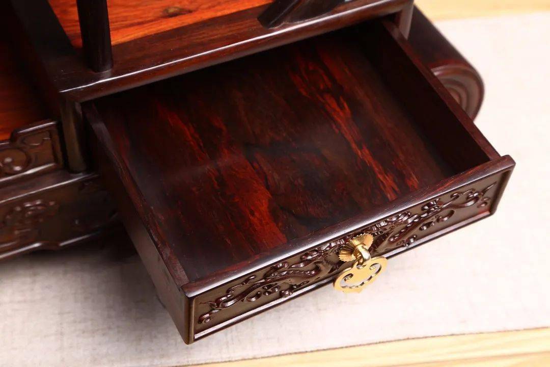 缅甸花梨双抽~圆博古架