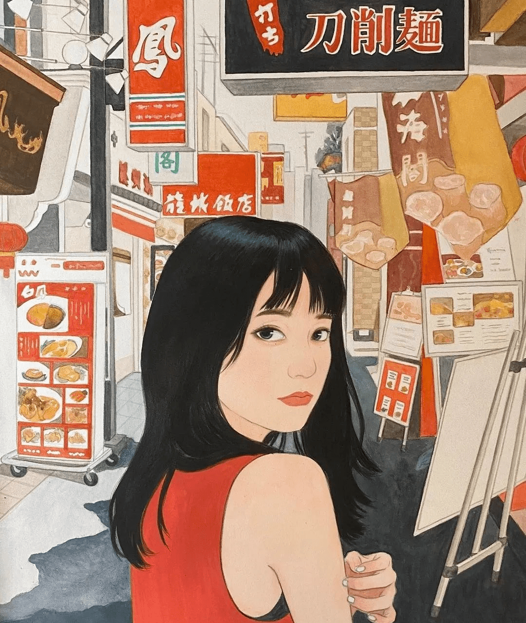 水彩日本插画师kumorri绘制头像日系风格