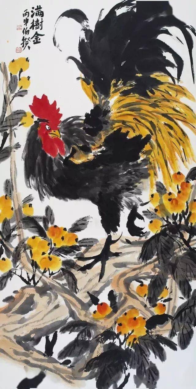 泼辣简约伯揆大写意花鸟画