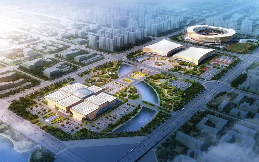 安阳文体中心体育馆钢结构工程顺利封顶