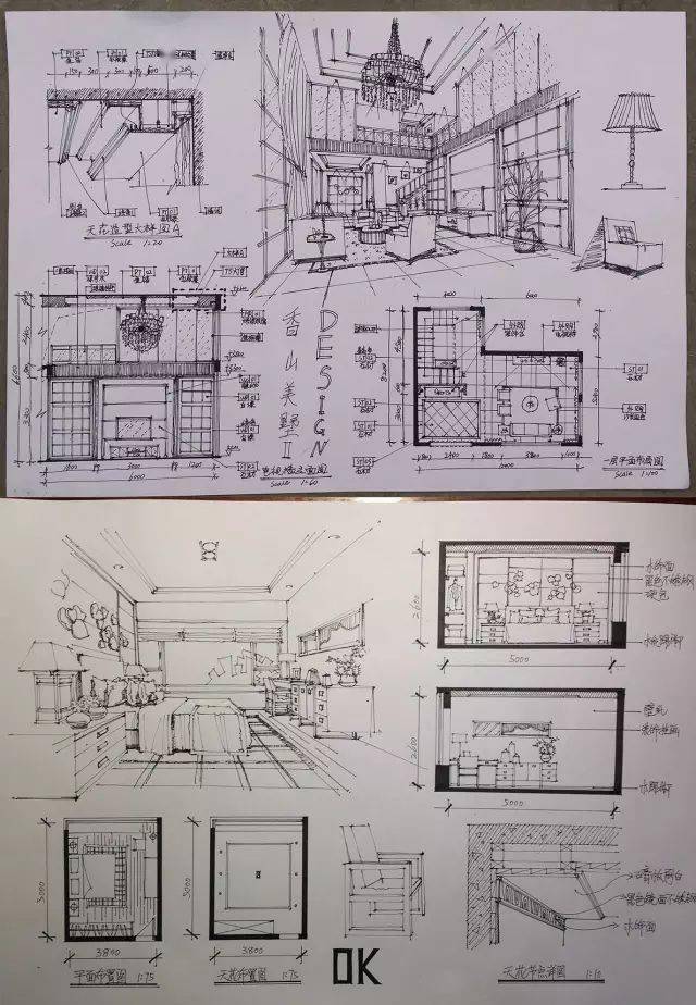 室内设计手绘马克笔上色快题分析图解