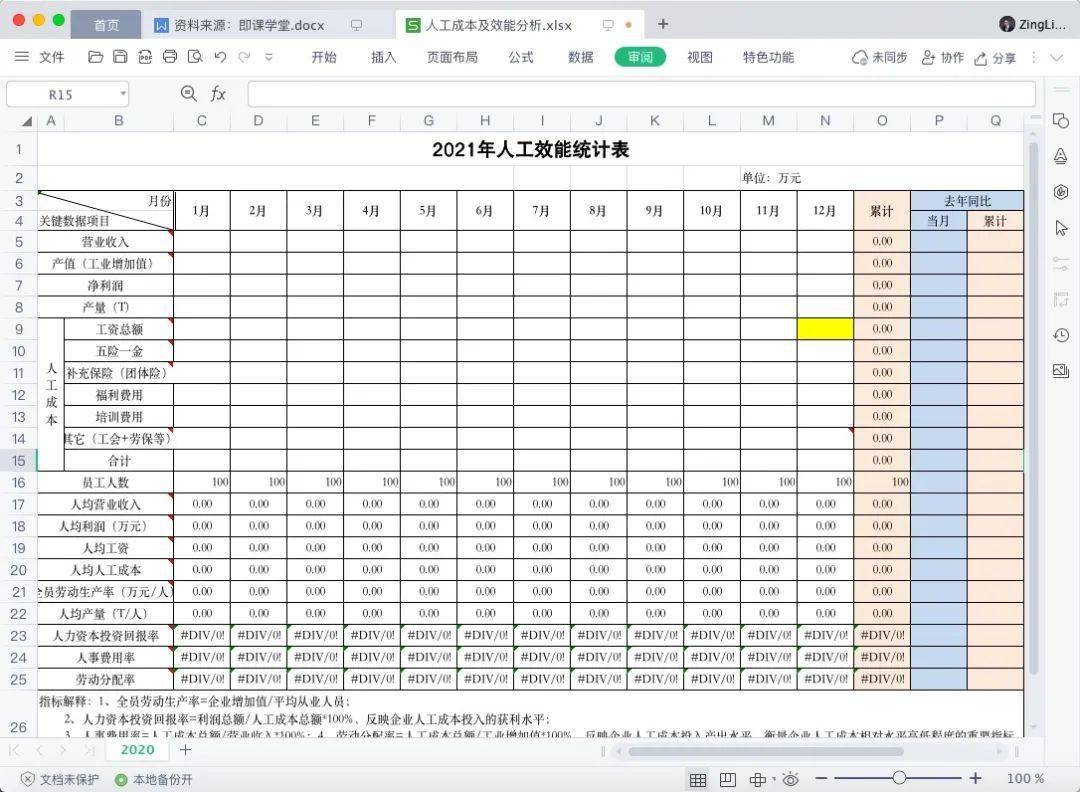 人效分析表全套67xls