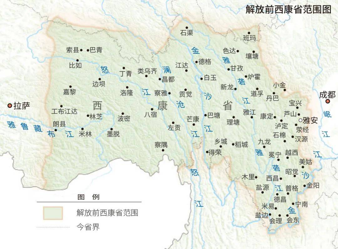 金沙江以东地区归属于四川省 金沙江以西归属于西藏自治区