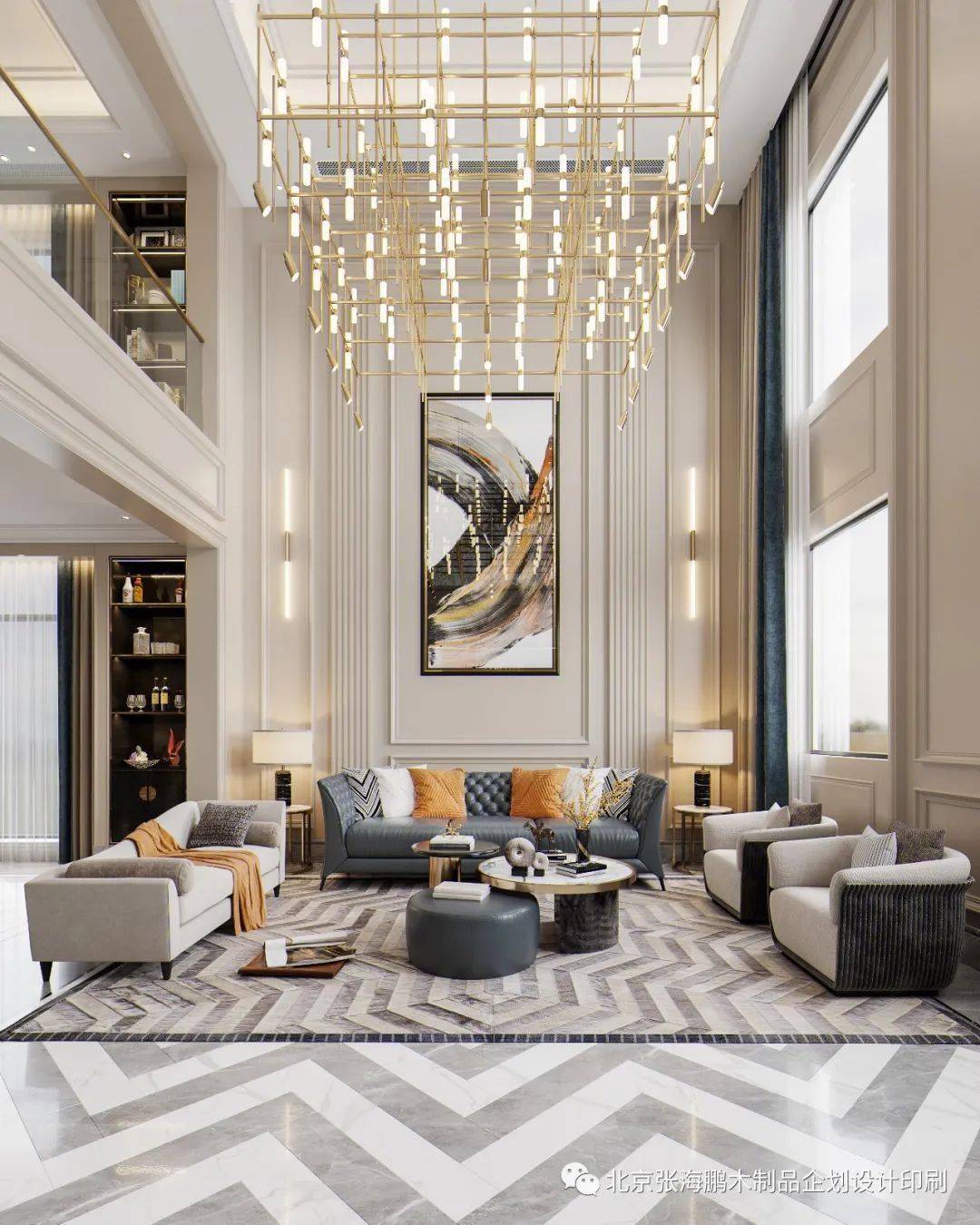 2021高级莫兰迪色现代轻奢混油别墅木作案例赏析