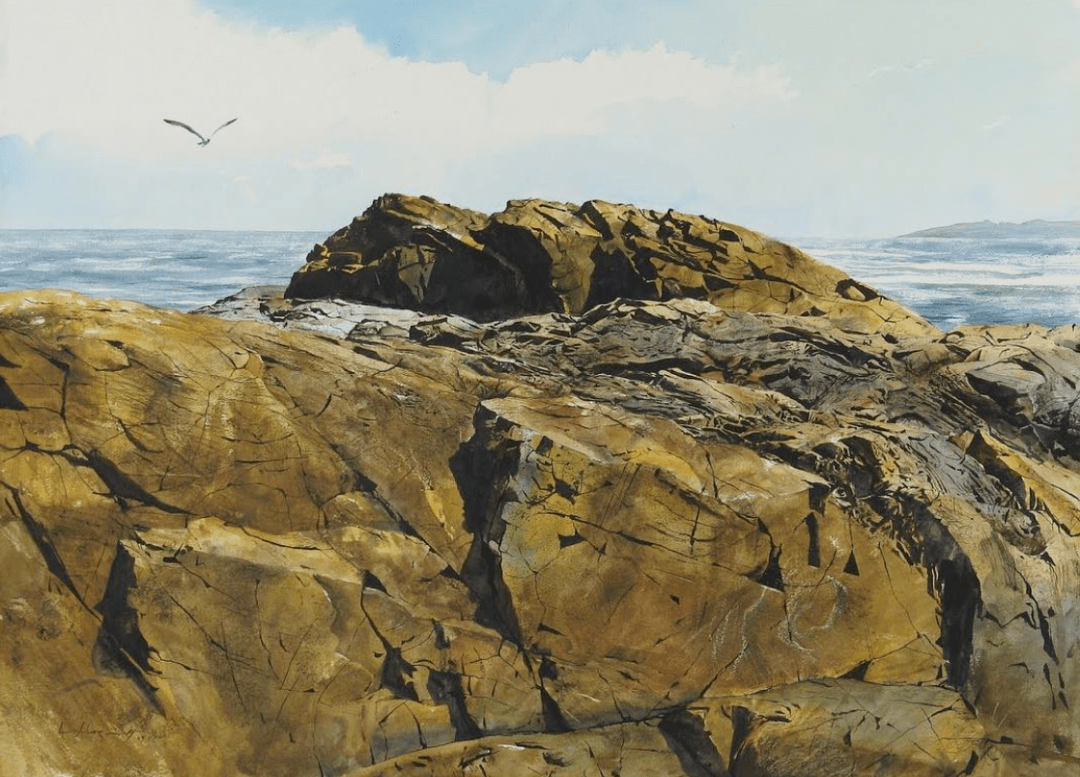 保加利亚水彩画家atanasmatsoureff作品欣赏礁石海岸