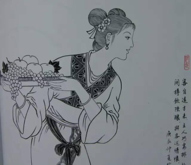 國畫白描美女人物欣賞收藏臨摹