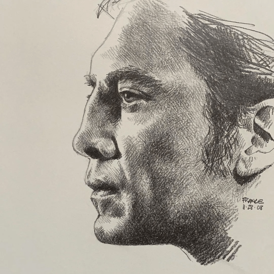 全都是线条肌理感特别强的素描作品