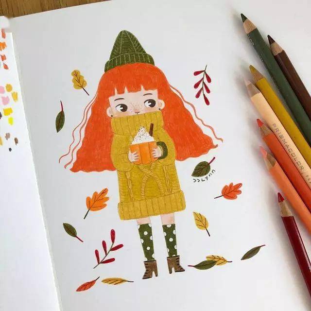 超甜心可爱彩铅插画满满少女风瞬间被治愈