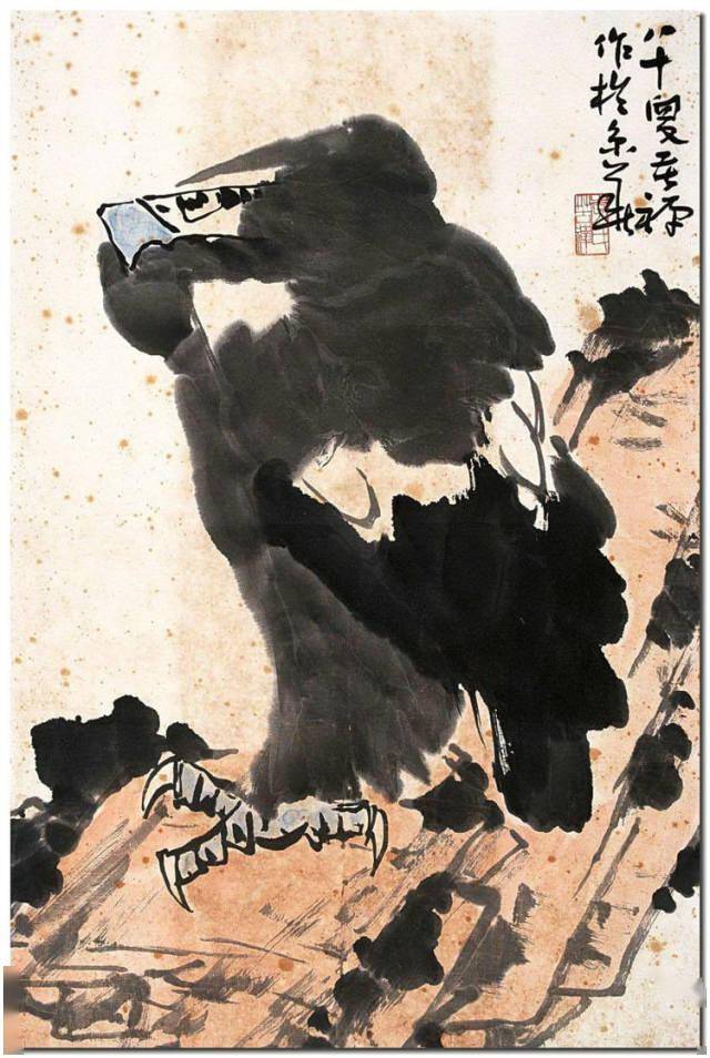 国画大师李苦禅大写意老鹰霸气