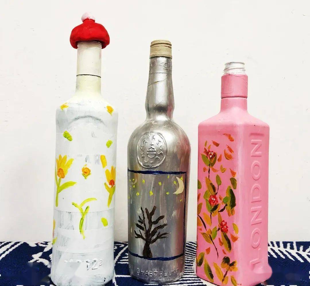 旧物改造 ▏我的彩色小酒瓶~美到极致!_瓶子