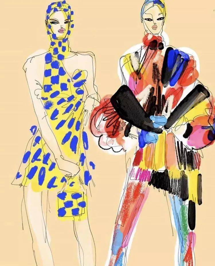 色彩冲击-时尚插画家anjelica roselyn凌乱线条下的色彩碰撞