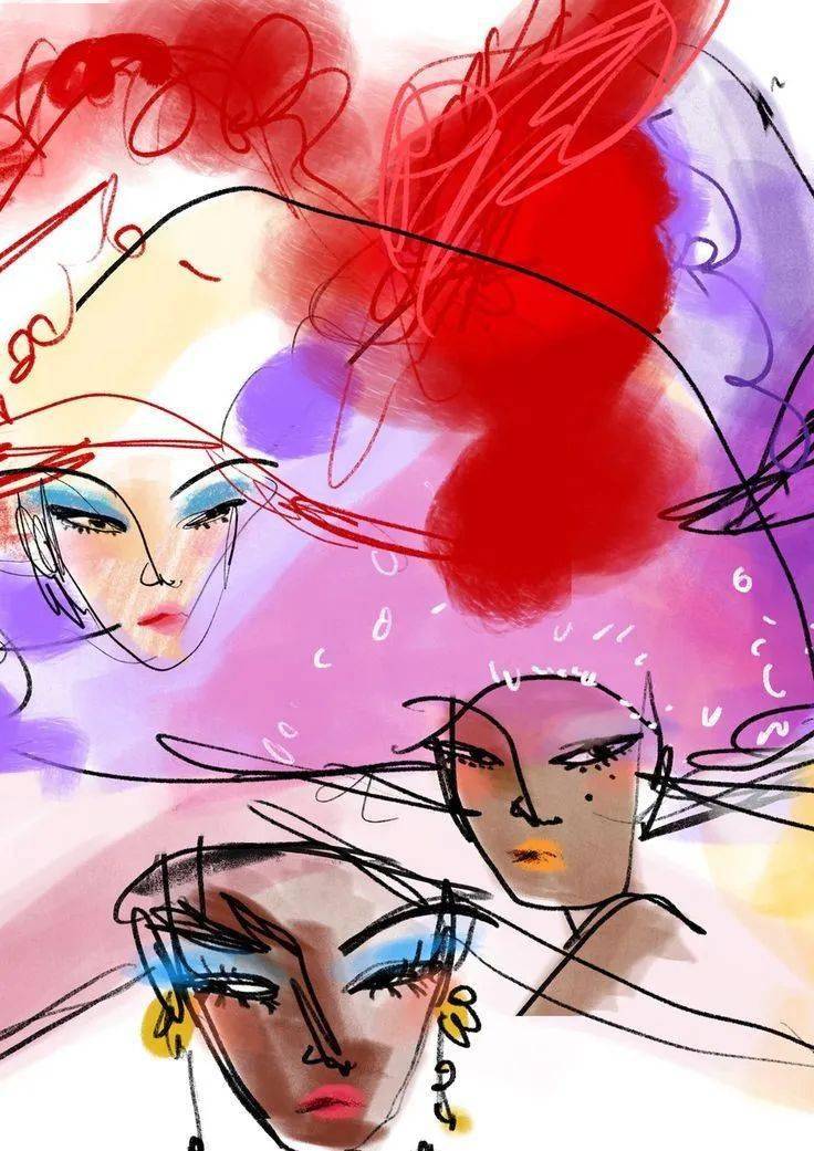 色彩冲击-时尚插画家anjelica roselyn凌乱线条下的色彩碰撞