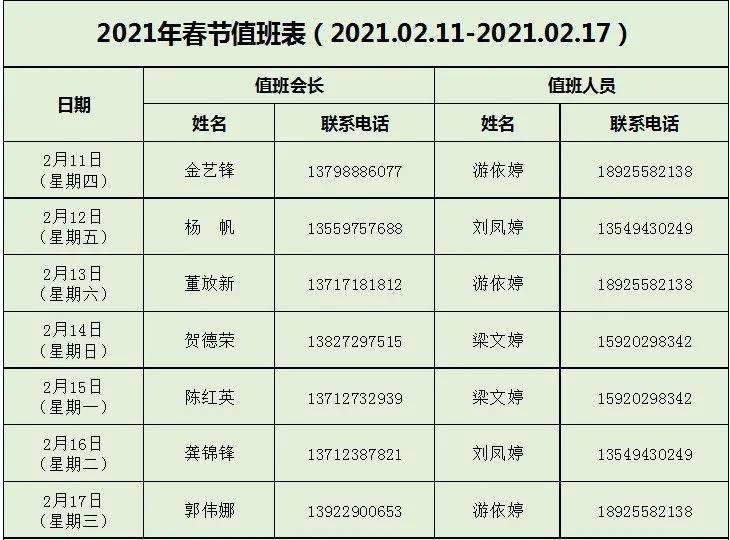 通知| 寮步志願者協會關於2021年春節放假值班工作安排的通知