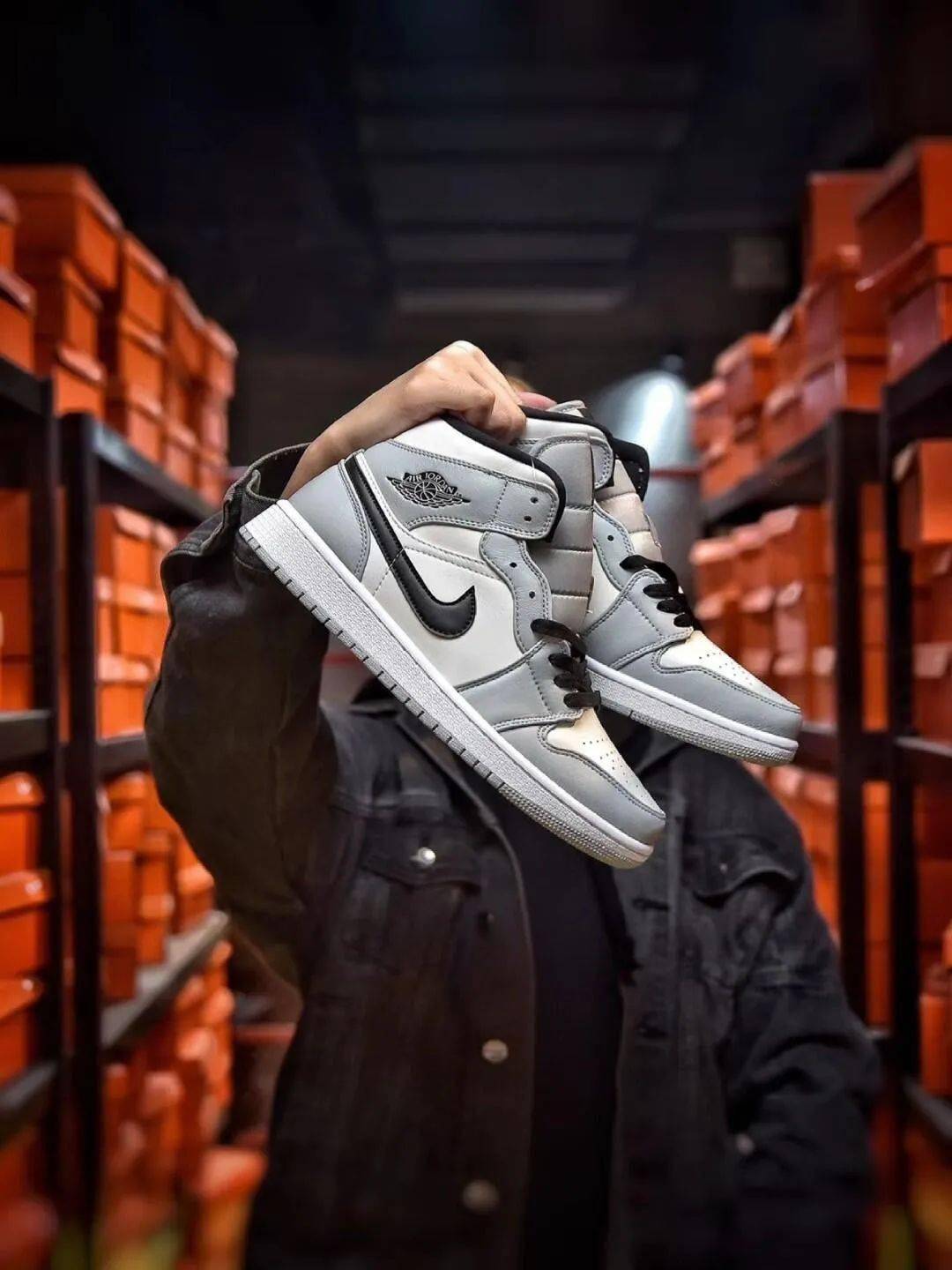 air jordan 1 mid "light smoke grey"aj1"死亡款"烟灰配色,·整双鞋