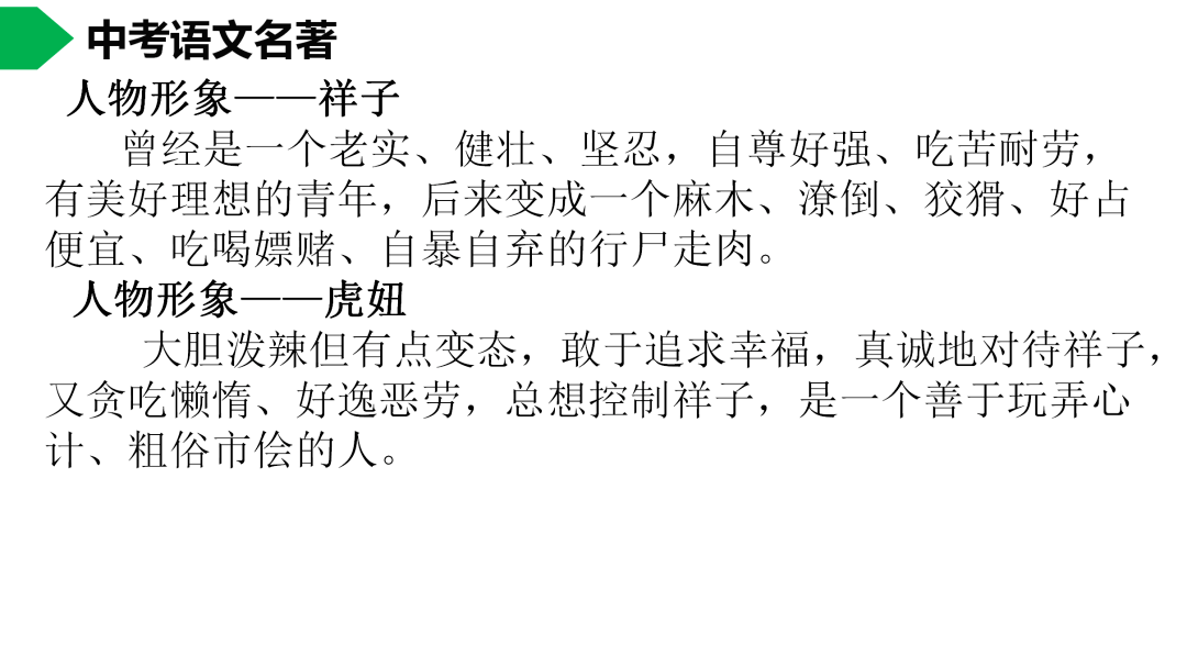 初中語文七下駱駝祥子名著導讀思維導圖考點合集寒假預習必收