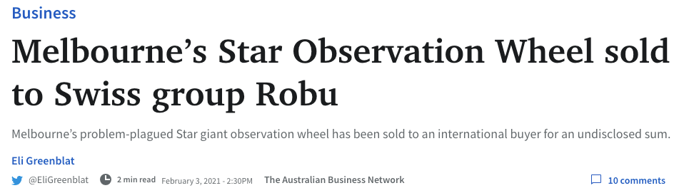 墨尔本Docklands的摩天轮被卖啦！建成10年问题百出，还能重获新生吗？