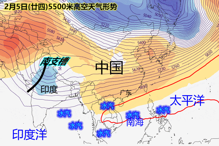 极其强盛的 南支西风槽还有可能会诱发气旋活动一种长得有点像"台风"