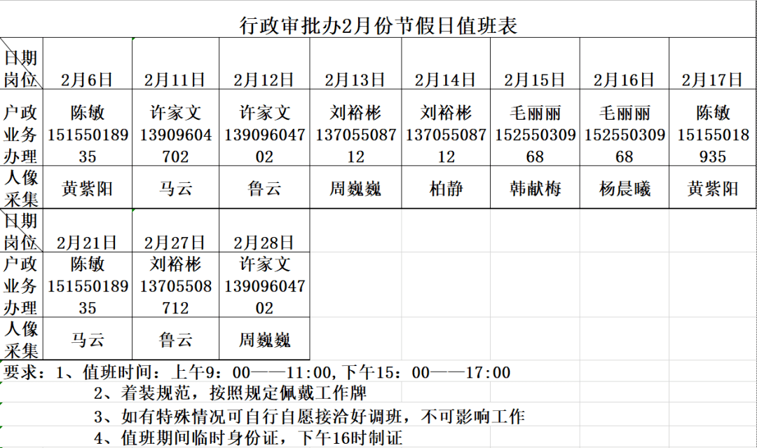 現將兩個窗口單位2月份節假日值班表公佈如下(點擊圖片查看詳細)(點擊