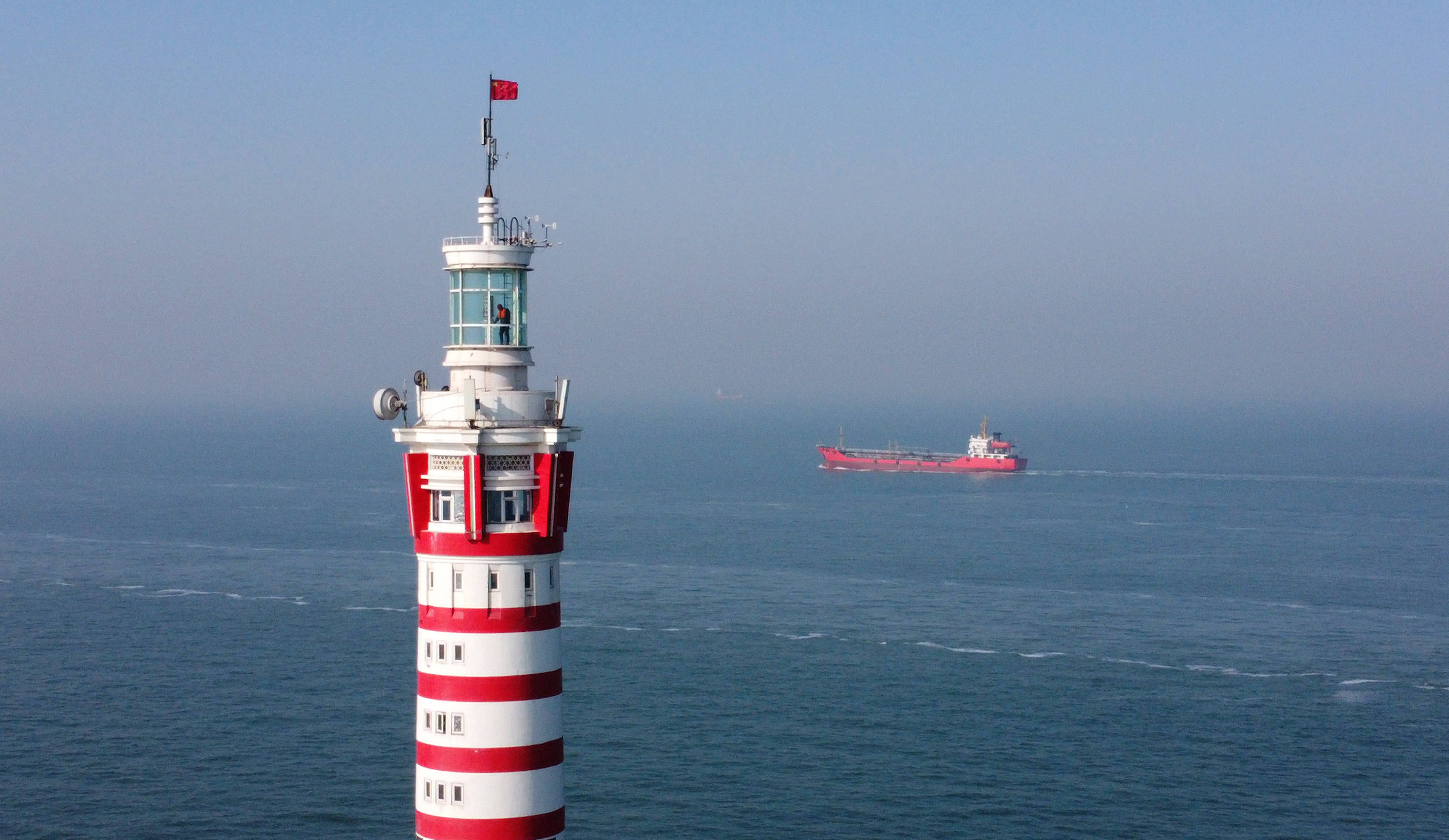 这是2月5日拍摄的大沽灯塔.