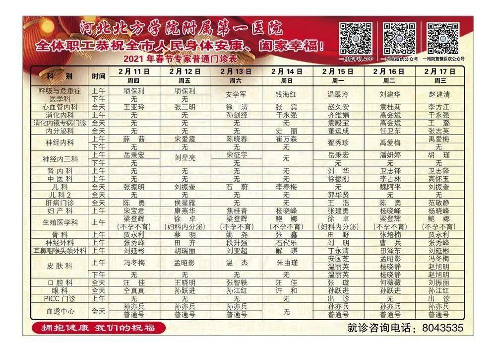 專家普通門診表河北北方學院附屬第一醫院2021年春節●停放車輛時,要