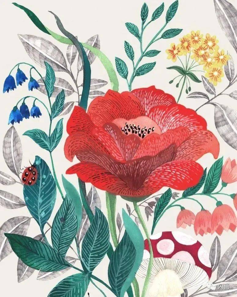 水彩扁平化插画用来做装饰画效果好极了