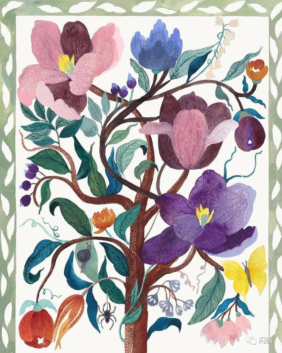 水彩扁平化插画用来做装饰画效果好极了