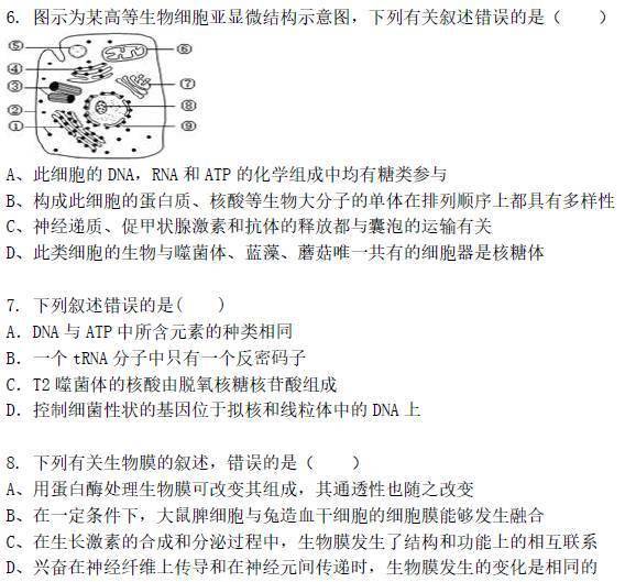 高中生物全能56题 强烈推荐 细胞核