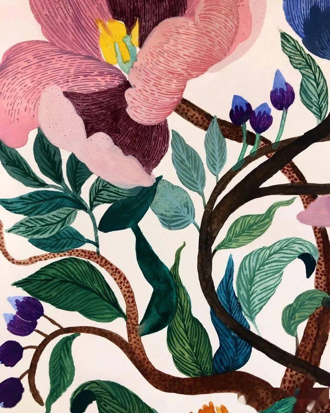 水彩扁平化插画用来做装饰画效果好极了