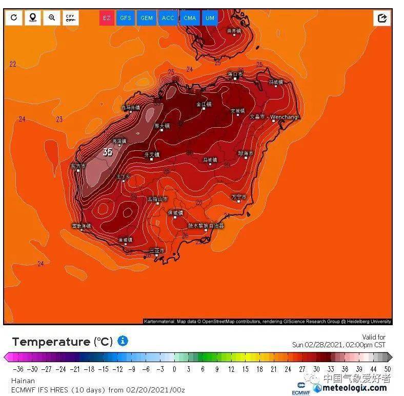 ecmwf對海南2月底的氣溫預判,來自哥德堡大學