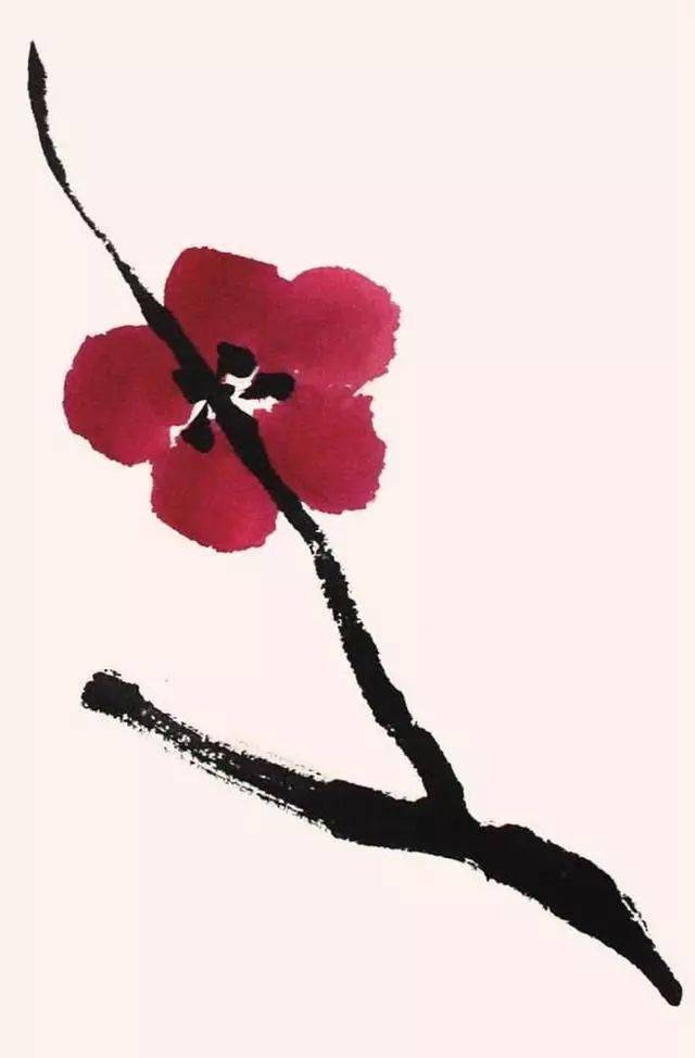 【国画教程】花卉梅花的画法_老干