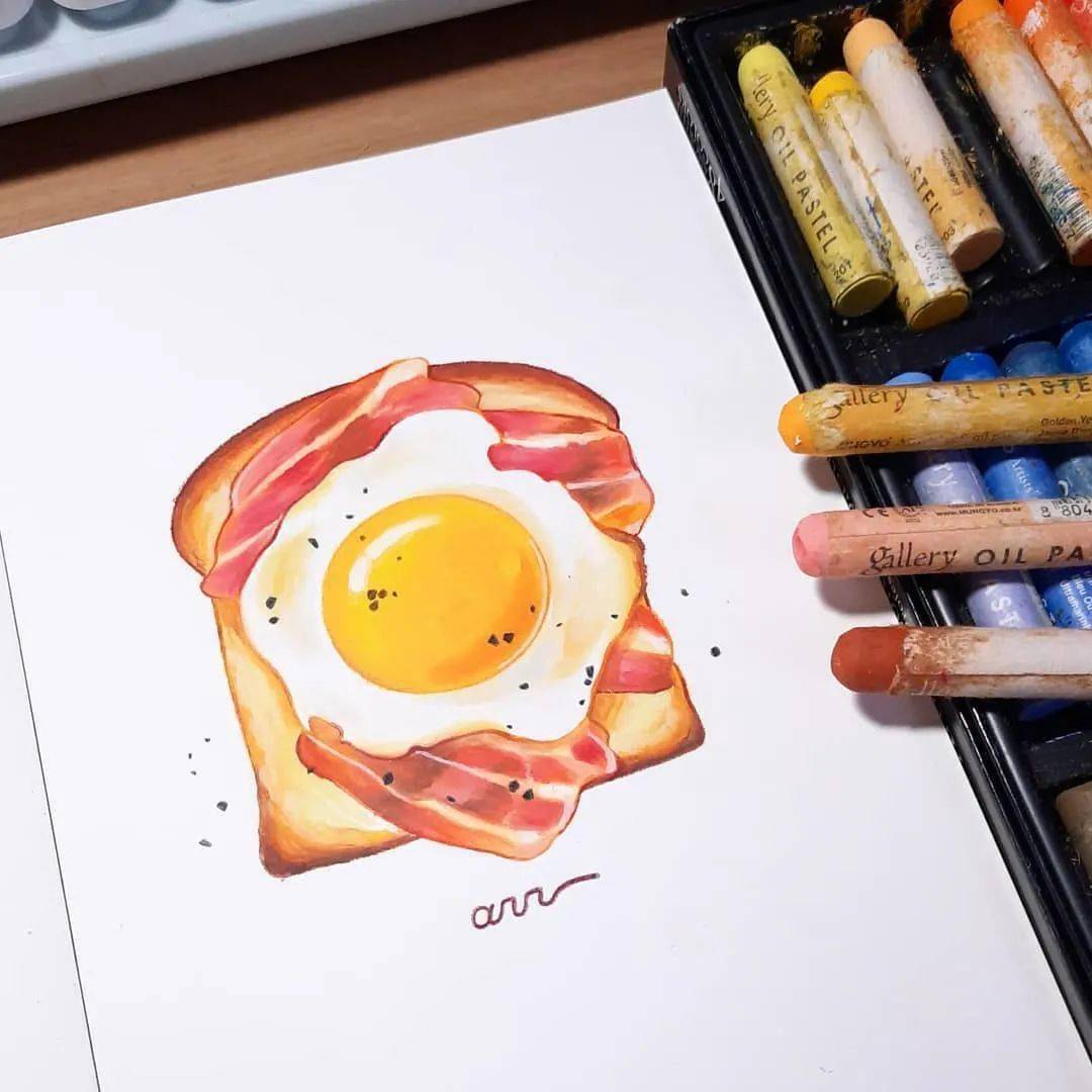 手绘美食蜡笔手绘原来蜡笔画也这么好绝了涨姿势了