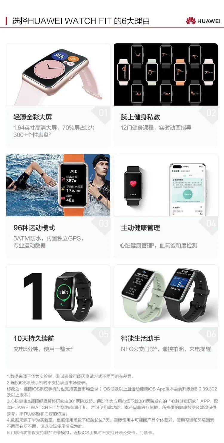 华为手表fit智能手表轻薄全彩大屏动画健身私教财富广场61华为授权