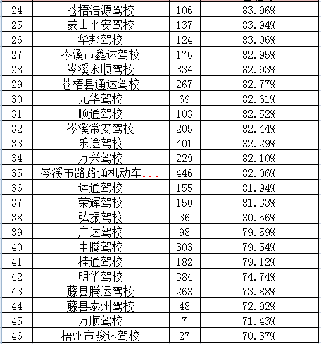 驾校通过率排名_驾校一点通科一通过率(2)