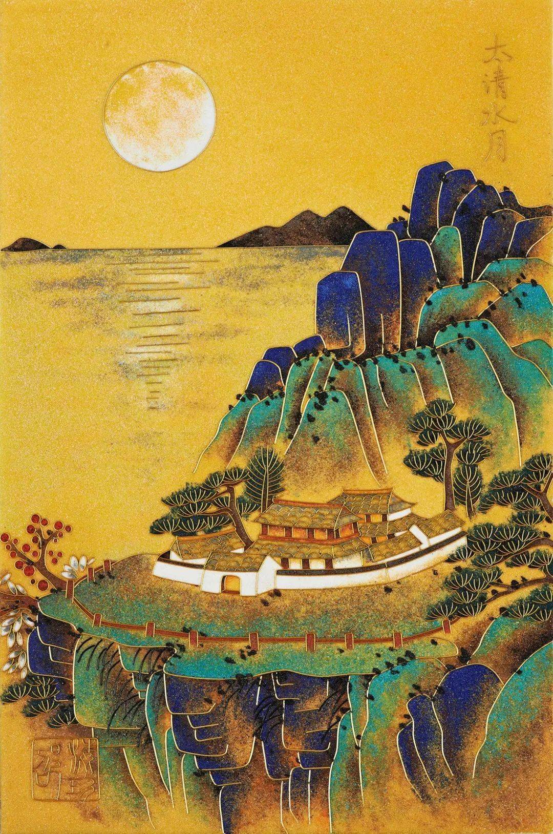 崂有才了邵海珍掐丝珐琅画里的崂山十二胜景