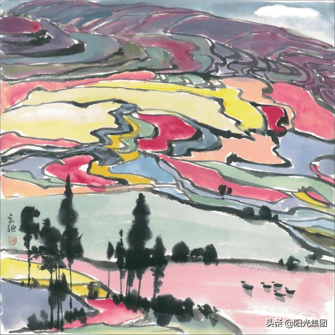 何家骢云南元阳梯田水墨写生作品展在石简书店举办