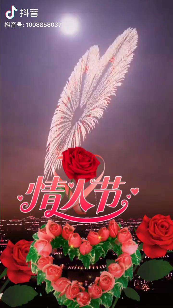 浪漫心形烟花特别的日子特别的爱抖音能量站愿所有美好如约而至情人节