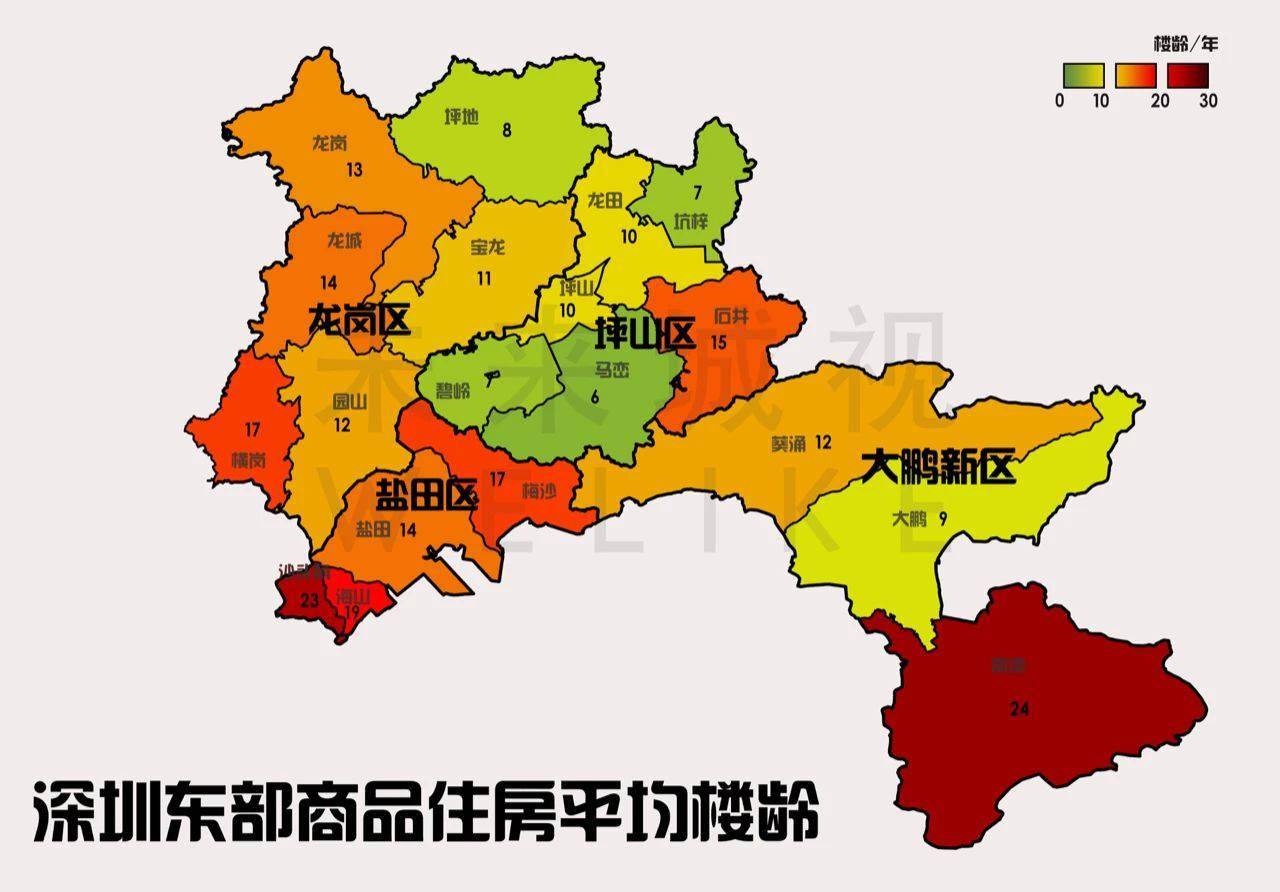 深圳4388个小区楼龄分布图,你住的片区多大岁数了?