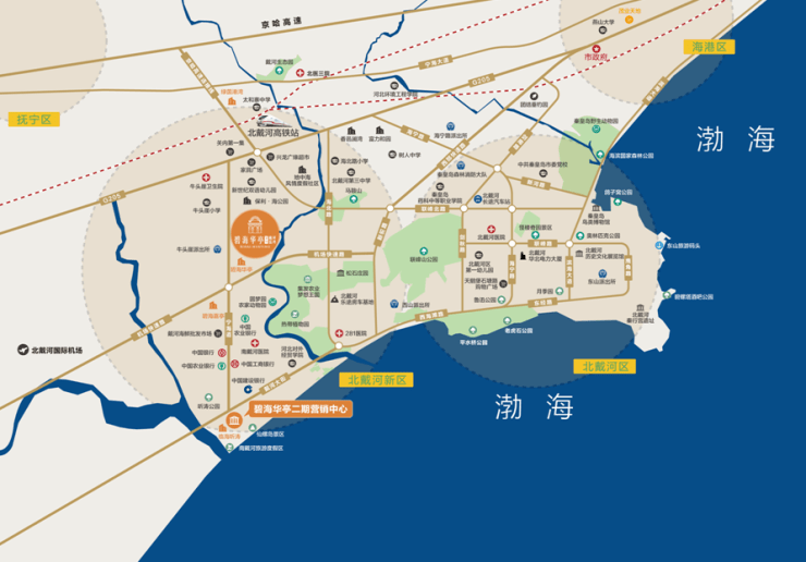 项目地位置:北戴河g228机场快速路与宁海道交叉口北行500米路东营销