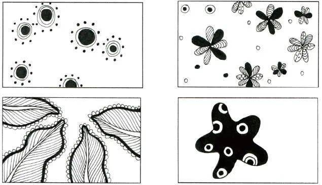 花紋的運用黑白灰的組合點線面的組合點與線的組合如果點足夠密集,就
