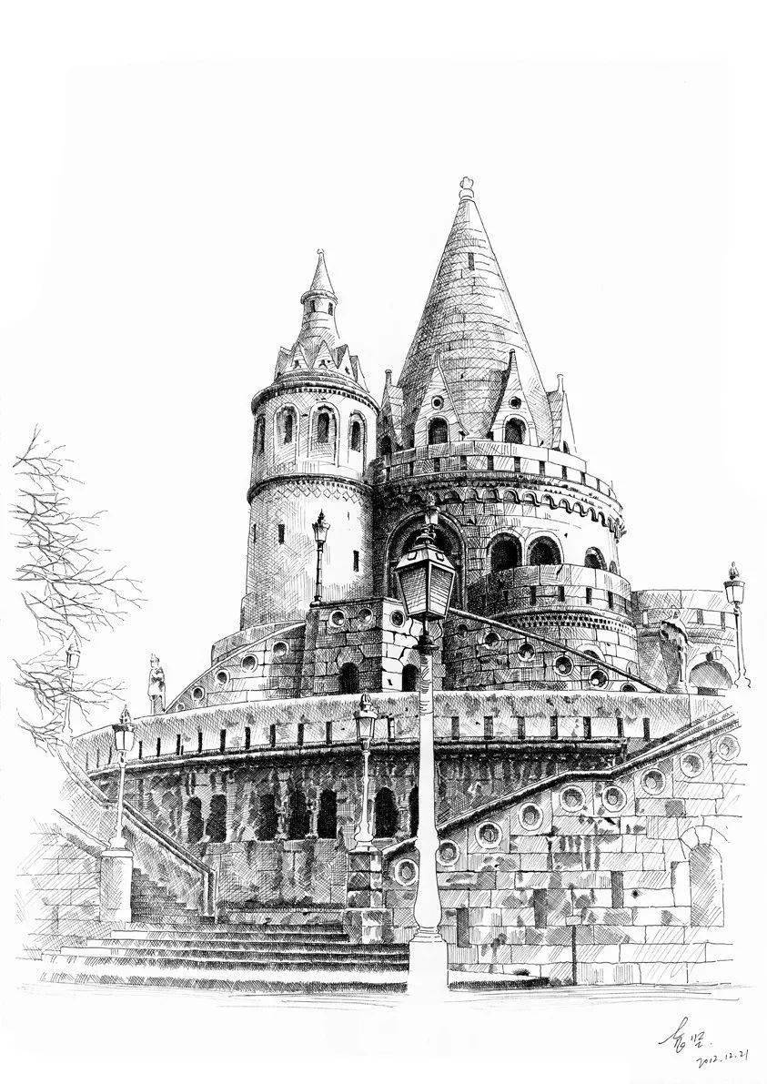 42×30cm 水彩纸《故居二》100×45cm 水彩纸《故居一》目前在建筑