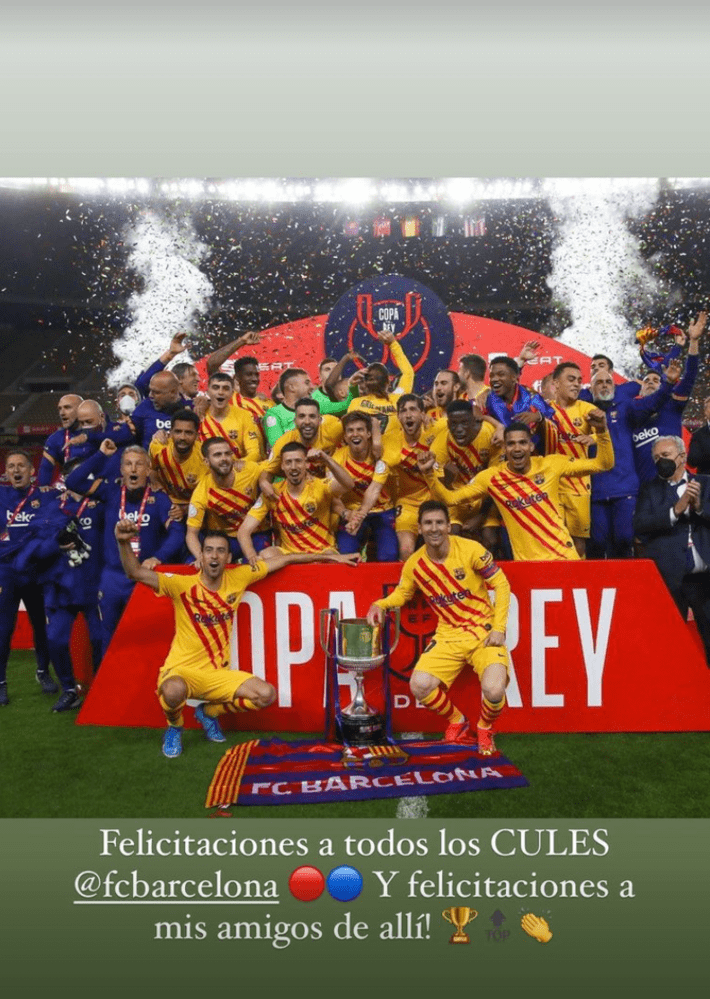 老朋友来电苏亚雷斯社媒祝贺巴萨夺冠