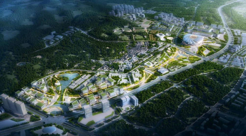 重庆龙兴足球场主体结构封顶钢结构成功首吊