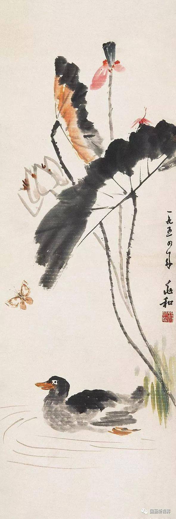 荷花陈之佛 荷花蒲华 荷花吴昌硕 平铺红零盖明镜徐渭 荷花徐渭 荷花