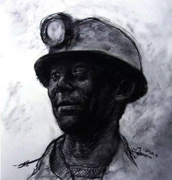 煤矿工人素描作品图片