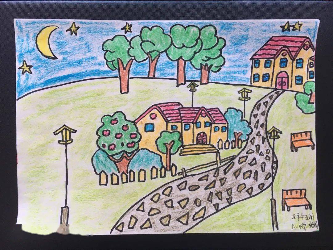 小学生美丽县城绘画图片