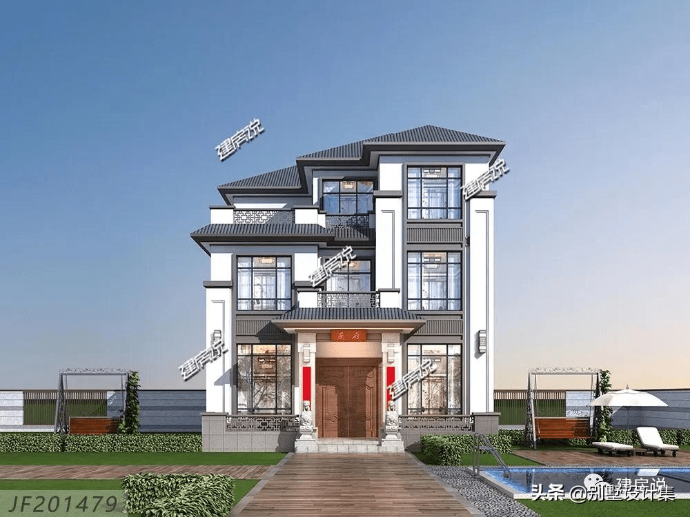 定制的三层新中式别墅,古典质朴,又符合现代人追求的时尚感和实用性